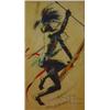 Image 1 : Framed African watercolour of a Zulu, Huze, 30cm x 15cm…