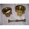 Image 1 : PAIR OF VINTAGE BRASS MORTAR & THISTLE