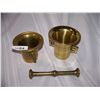 Image 2 : PAIR OF VINTAGE BRASS MORTAR & THISTLE