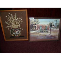 LOT OF (2) FRAMED ARTWORKS, ONE NEEDLEPOINT & ONE WATER COLOR PRINT