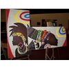 Image 1 : LOT OF (2) ORIGINAL MIXED MEDIA AFRICIAN QUEEN PAINTINGS, VERTICIAL & HORIZONTAL