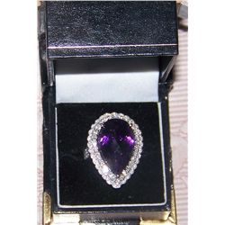 GORGEOUS 14K WHITE GOLD & 16 CT AMEYTHIST W/ 2.5 CT DIAMOND RING .ORIGINAL RETAIL COST $6,950