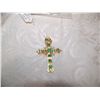 Image 1 : VINTAGE 18K GOLD WITH EMERALD CROSS PENDANT WEIGHING 4.8 GRAMS