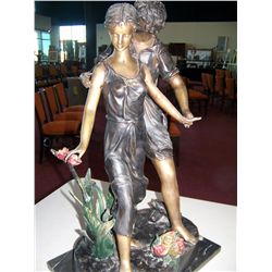 "THE LOVERS" BRONZE SCULPTURE WITH GORGEOUS PATINA, ON MARBLE BASE 27T X18W