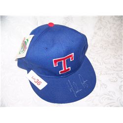 NOLAN RYAN HAND SIGNED TEXAS RANGERS BASEBALL HAT