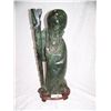 Image 2 : INCREDIBLE JADE STONE VINTAGE CHINESE CARVING OF MAN WITH STAFF. 10T X 8W ON BASE