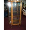 Image 1 : FINE ANTIQUE OAK CABINET WITH BALL & CLAW FEET. WITH GLASS SHELVING