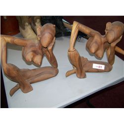 PAIR OF WOOD INDONESIAN FIGURE CARVINGS