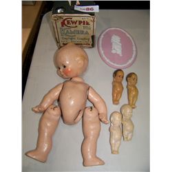 (6) PIECE KEWPIE DOLL COLLECTION, INCLUDING DOLLS & VINTAGE KEWPIE DOLL CAMERA