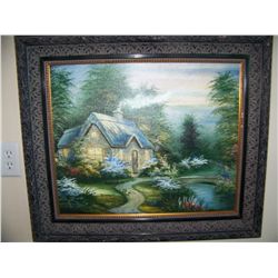 WILLIAM THE DUTCH MASTER VERDULT. ORIGINAL OIL PAINTING "PEACEFUL COTTAGE" IN STYLE OF KINCADE