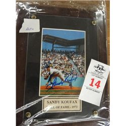 Sandy Koufax Autographed Plaque - No COA