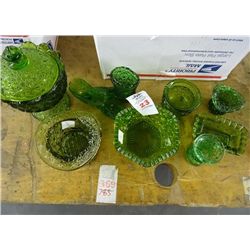 Lot of Green Depression Glass