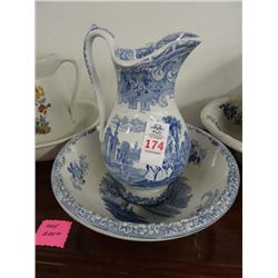 Painted Pitcher w/Bowl