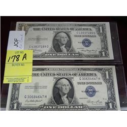 2 Silver Certificates - Crisp Condition