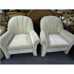 2 Tan Fabric Armchairs - 2 Times the Money