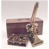 Image 1 : An R & J Beck lacquered brass microscope, no. 10247, with rack and micro focusing and substage mi...
