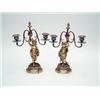 Image 1 : A pair of 19th century French gilt bronze and porcelain mounted candelabra, figural stems in the...