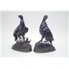 Image 1 : A pair of bronze partridge models after J.Moigniez, each on foliated mound bases, brown patinatio...