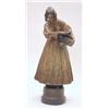 Image 1 : A large Goldscheider plaster figure of Pandora's Box modelled as a lady in gold pleated dress hol...