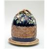 Image 1 : A Victorian majolica stilton dish and domed cover, possibly George Jones, modelled with foliate s...