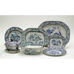 A Victorian "Patent Ironstone China", 24 piece part dinner service, including covered tureen, squ...