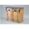 Image 1 : A Victorian walnut and marquetry side cabinet, with serpentine black marble top and 2 floral inla...