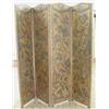 Image 1 : A 17th century painted leather 4-fold dressing screen decorated with birds among scrolling foliag...