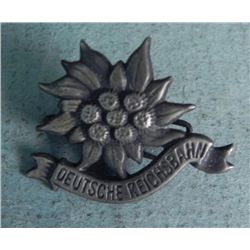 NAZI DEUTSCHES REICHSBAHN PIN W/EDELWEISS-ORIG