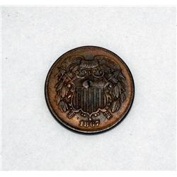 High Grade 1867 2 Cent Piece
