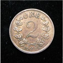 1884 Civil War era - 2 Ore Norway AU-Unc. - Luster