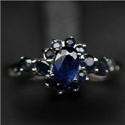 WHITE GOLD OVER STERLING SILVER KYANITE RING - SZ. 7.25