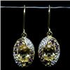 Image 1 : PAIR OF 14KT GOLD O/ STERLING CITRINE & AMETHYST EARRINGS