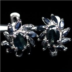 WHITE GOLD OVER STERLING SILVER SAPPHIRE EARRINGS