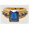 Image 1 : 18K GOLD FILLED SAPPHIRE & CZECH CRYSTAL RING - SZ. 6