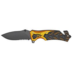 5" Spring Assist Flaming Skull Folding Knife