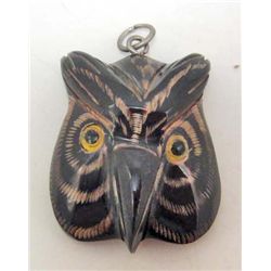 HAND CARVED BUFFALO HORN OWL PENDANT