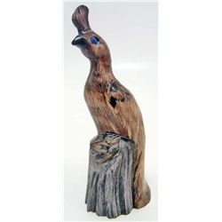 HAND CARVED BUFFALO HORN PEACOCK FIGURINE