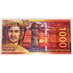 2011 EASTER ISLAND CURRENCY 1,000 DOLLAR BANK NOTE