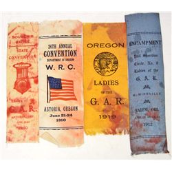 LOT OF 4 EARLY 1900'S LADIES OF G.A.R. CIVIL WAR RIBBONS