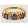 Image 1 : 18K GOLD FILLED BLACK ONYX & CZECH CRYSTAL RING - SZ. 6