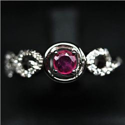 STERLING SILVER PINK RUBY RING - SZ. 9.25