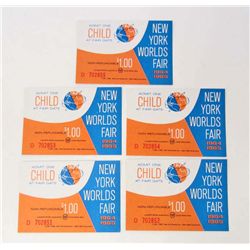 LOT OF 5 1964 NY WORLDS FAIR ADMISSION TICKETS