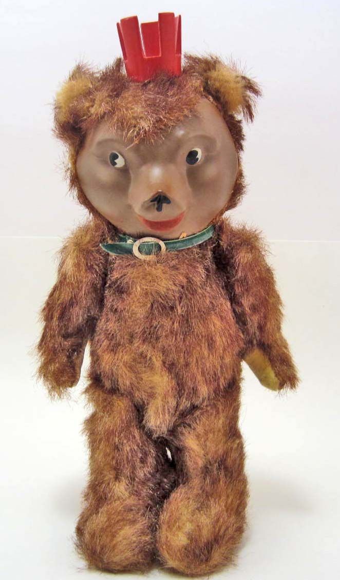 VINTAGE JOINTED TEDDY BEAR WITH PLASTIC FACE vintage-jointed-teddy-bear-with-plastic-face