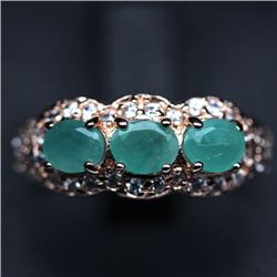 ROSE GOLD OVER STERLING SILVER EMERALD RING