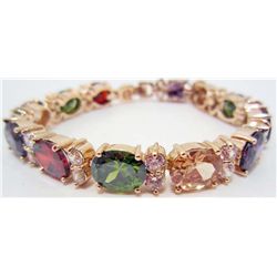 GOLD PLATED MULTICOLOR AUSTRIAN CRYSTAL BRACELET