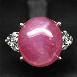 WHITE GOLD OVER STERLING SILVER RUBY RING - SZ. 7.25