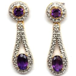 STERLING SILVER AMETHYST EARRINGS