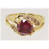 Image 1 : 18K GOLD FILLED RED GARNET & CZECH CRYSTAL RING - SZ. 8