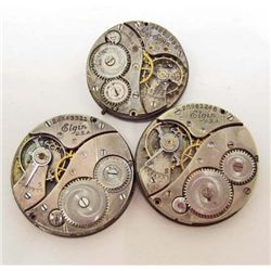 LOT OF 3 VINTAGE ELGIN WATCH MOVEMENTS