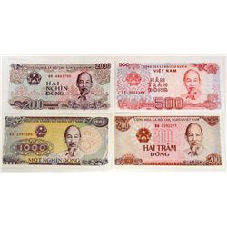 SET OF 4 VIET NAM CURRENCY 1987 BANK NOTES